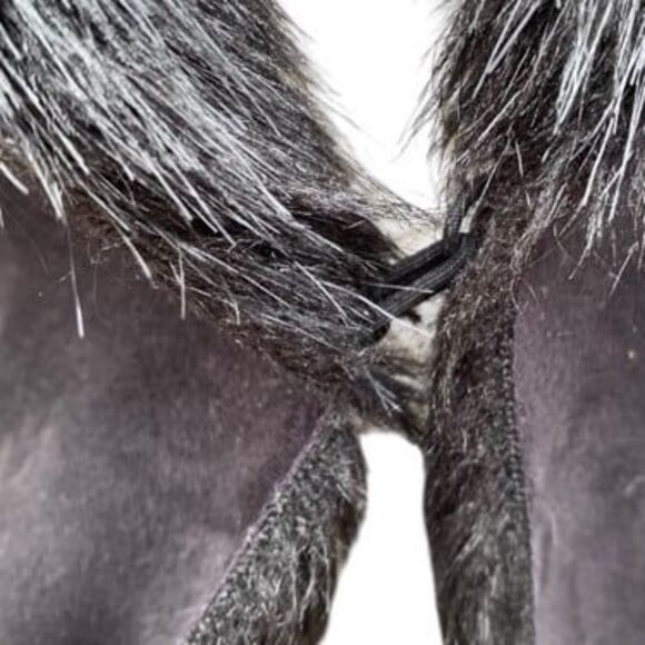 J. McLaughlin Black Suede Jacket Vest w/ Faux Fur Trim Size M Cozy Chic Mob Wife - Picture 7 of 11